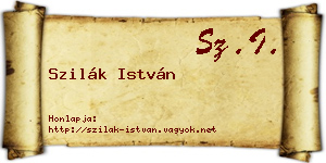 Szilák István névjegykártya